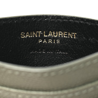 Saint Laurent Grain De Poudre Matelasse Chevron Monogram Credit Card Case Light Sage 6 of 9