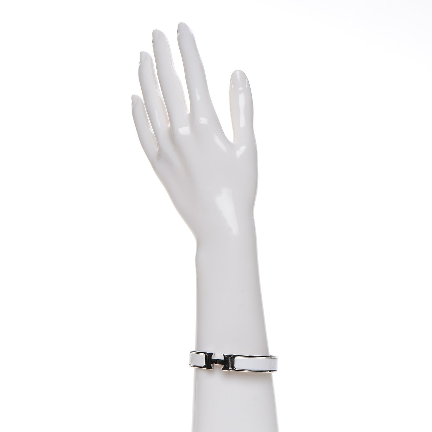 Enamel Narrow Clic Clac H Bracelet GM White