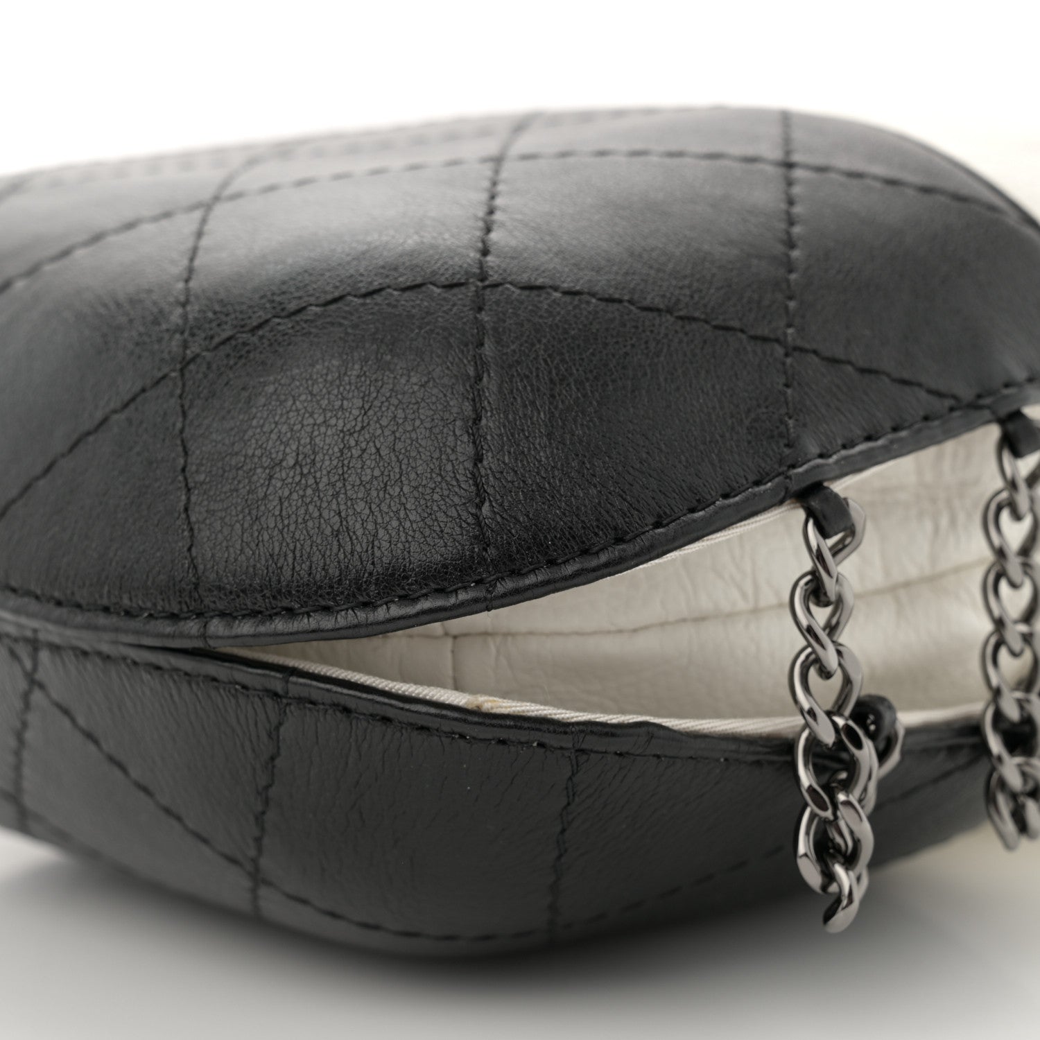 Chanel Aged Calfskin Quilted Small Gabrielle Bucket White Black 10 of 10