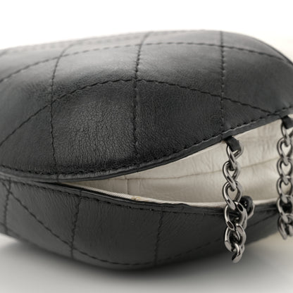 Chanel Aged Calfskin Quilted Small Gabrielle Bucket White Black 10 of 10