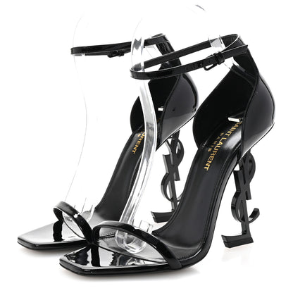 Saint Laurent Patent Calfskin Opyum 110 Sandals 37 Black 4 of 10