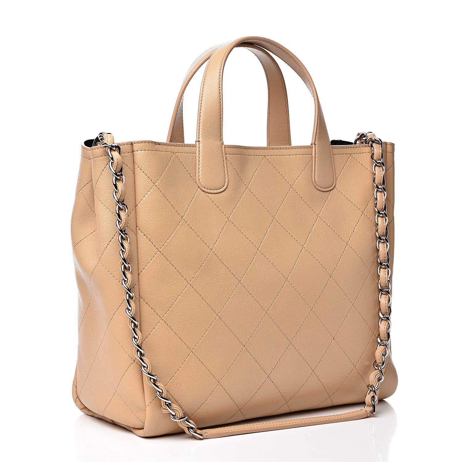 Chanel Caviar Stitched Small Shopping Tote Beige 2 of 12