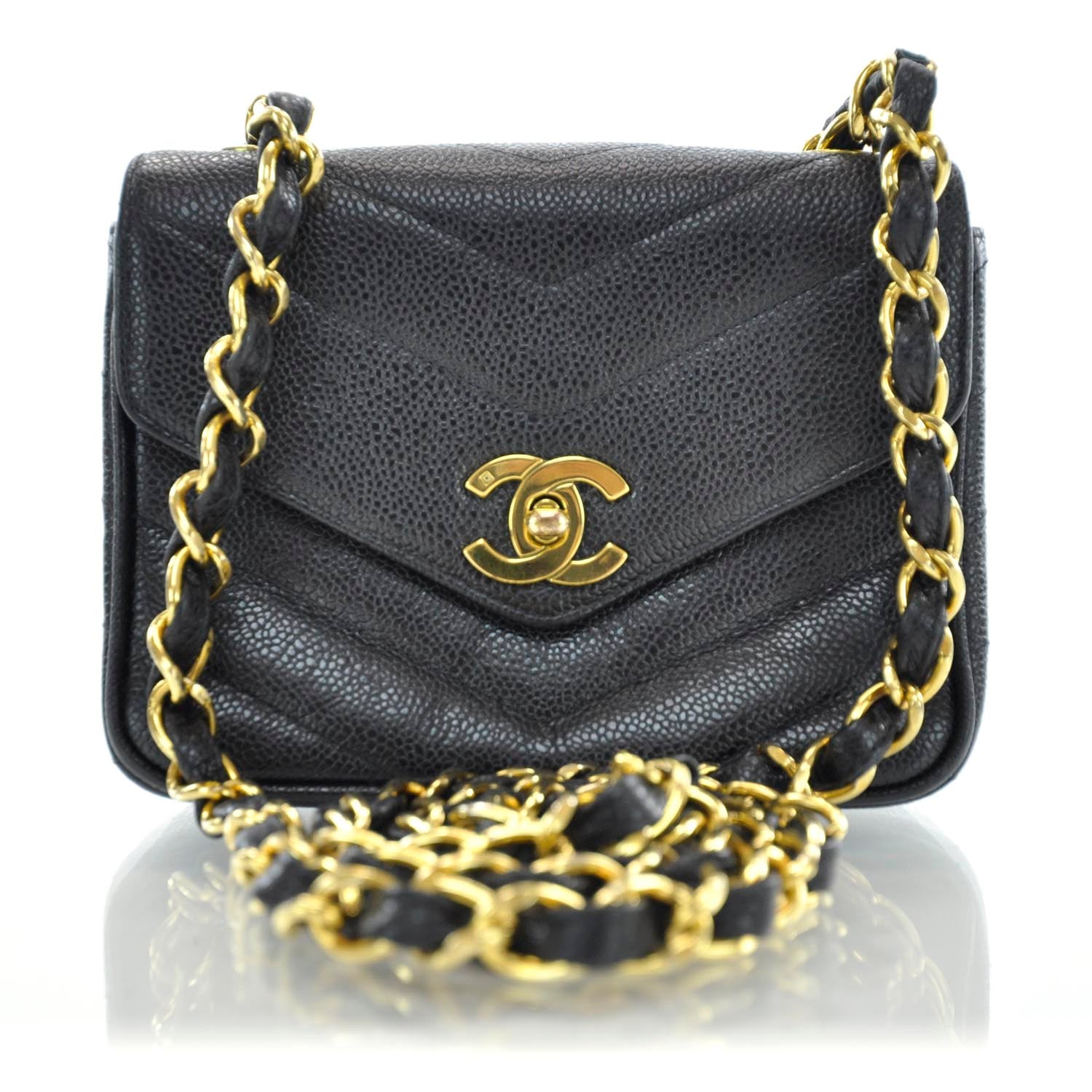 Chanel Caviar Chevron Mini Flap Black 1 of 10