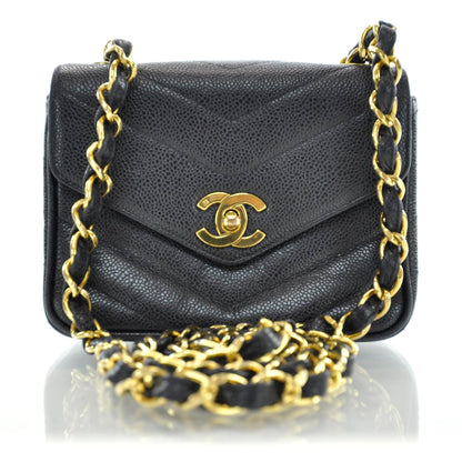 Chanel Caviar Chevron Mini Flap Black 1 of 10