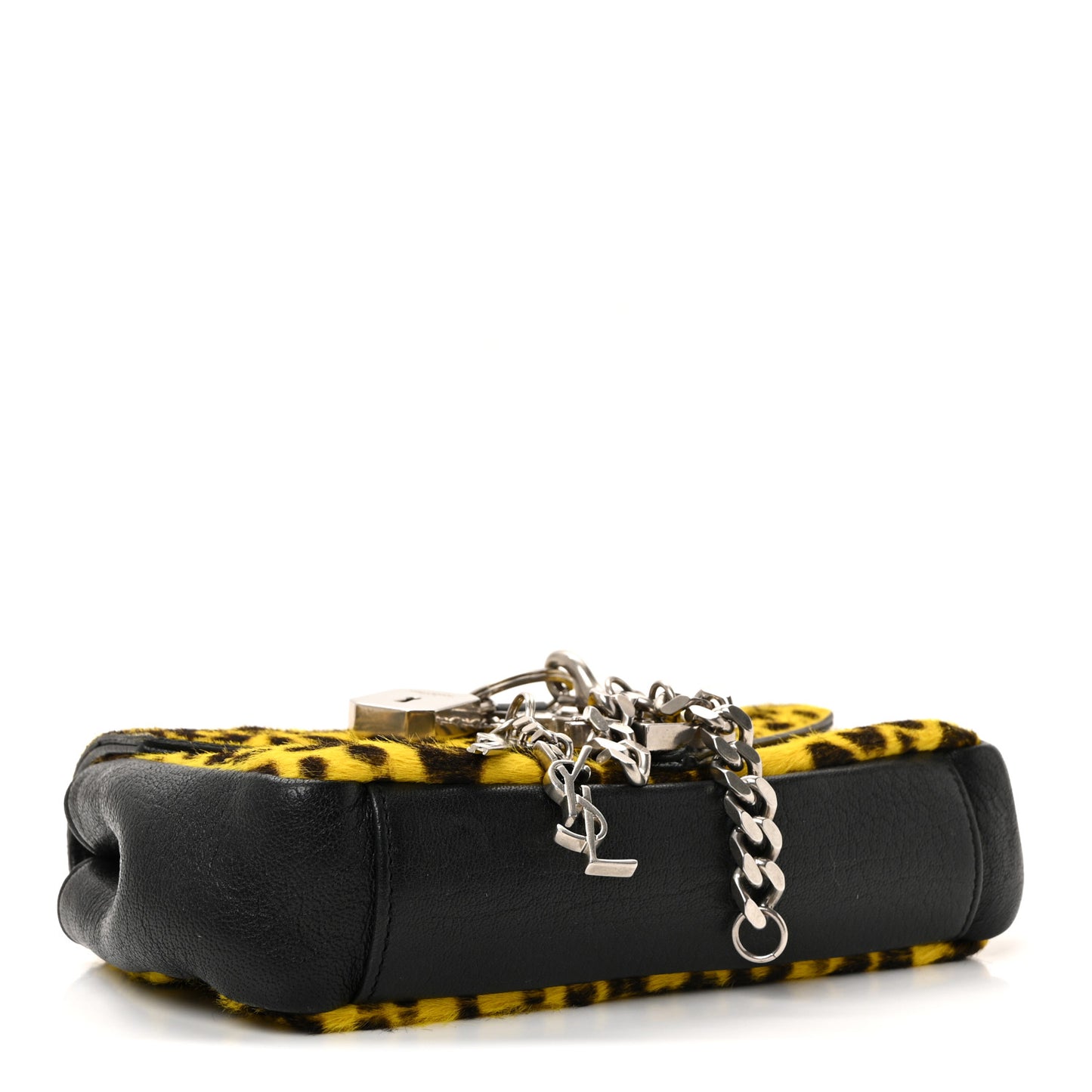 Pony Hair Calfskin Monogram Leopard Print Baby Punk Chain Bag Yellow
