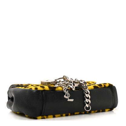 Saint Laurent Pony Hair Calfskin Monogram Leopard Print Baby Punk Chain Bag Yellow 4 of 9