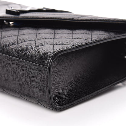 Saint Laurent Grain De Poudre Textured Mixed Matelasse Triquilt Medium Monogram Satchel Black 11 of 11