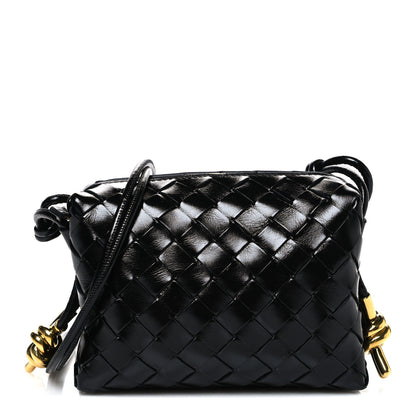 Bottega Veneta Polished Nappa Intrecciato Metallic Knot Mini Loop Camera Bag Black 1 of 9