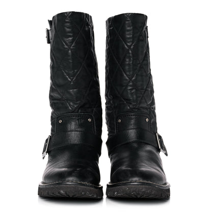 Chanel Calfskin Quilted Buckle Biker Boots 37 Black 2 of 8