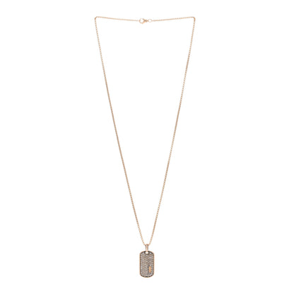 David Yurman 18K Rose Gold Cognac Diamond Dog Tag Pave Pendant Necklace 2 of 6