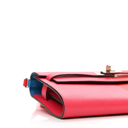 Hermes Epsom Tri-Color Kelly Wallet To Go Rouge De Coeur Rose Extreme Bleu Zanzibar 8 of 10
