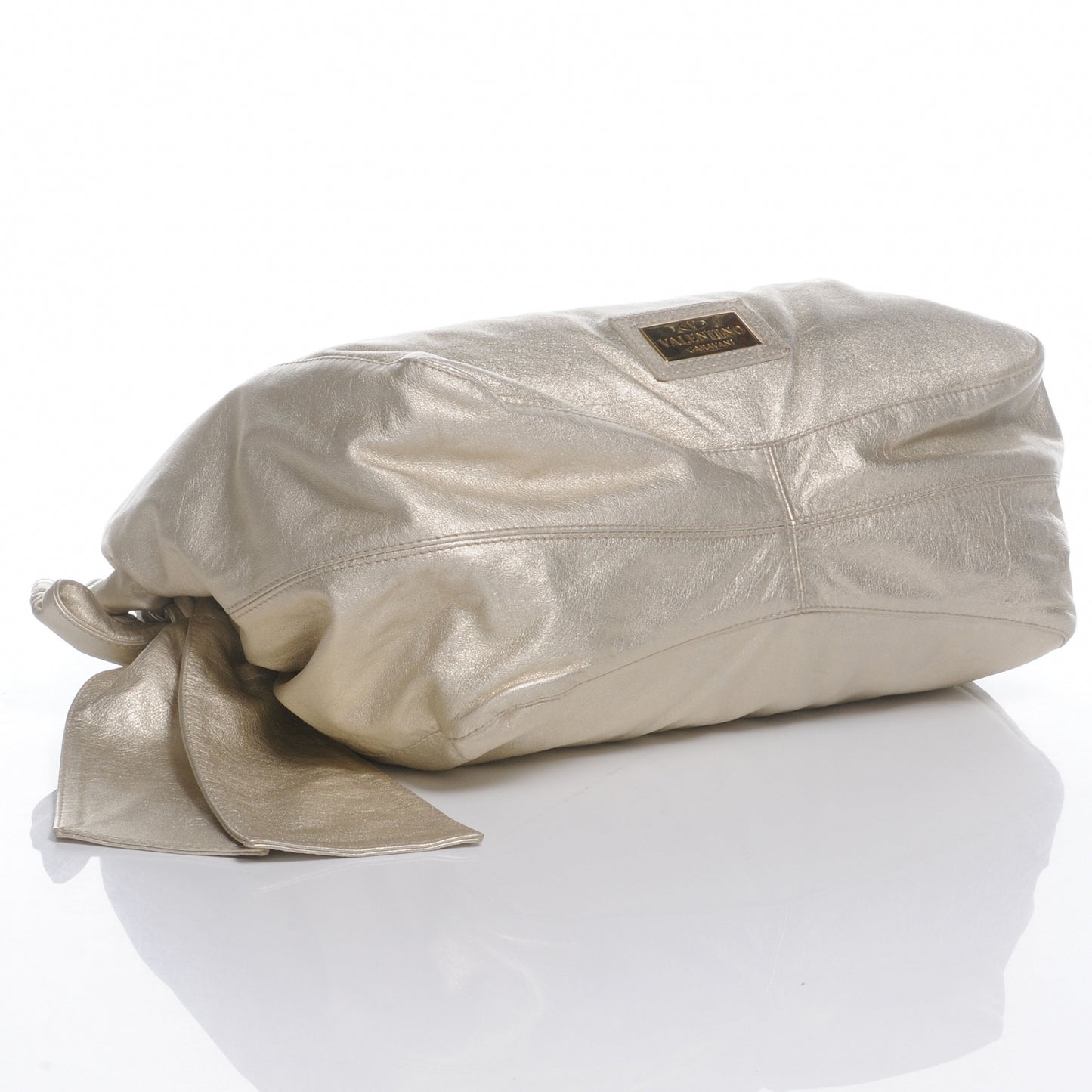 Metallic Nappa Nuage Bow Hobo Gold