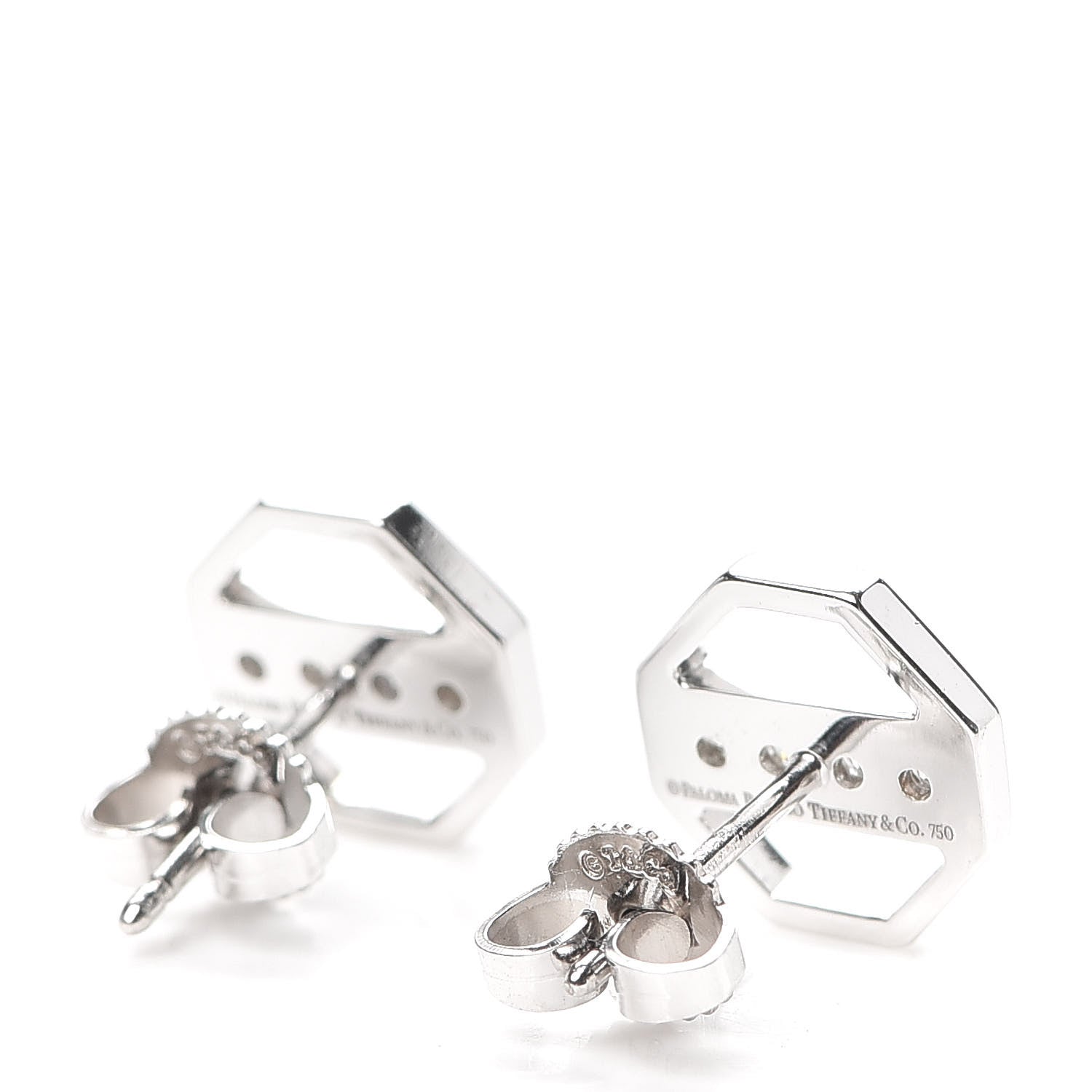 Tiffany 18K White Gold Diamond Zellige Octagon Earrings 3 of 5