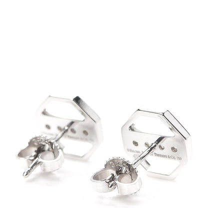 Tiffany 18K White Gold Diamond Zellige Octagon Earrings 3 of 5