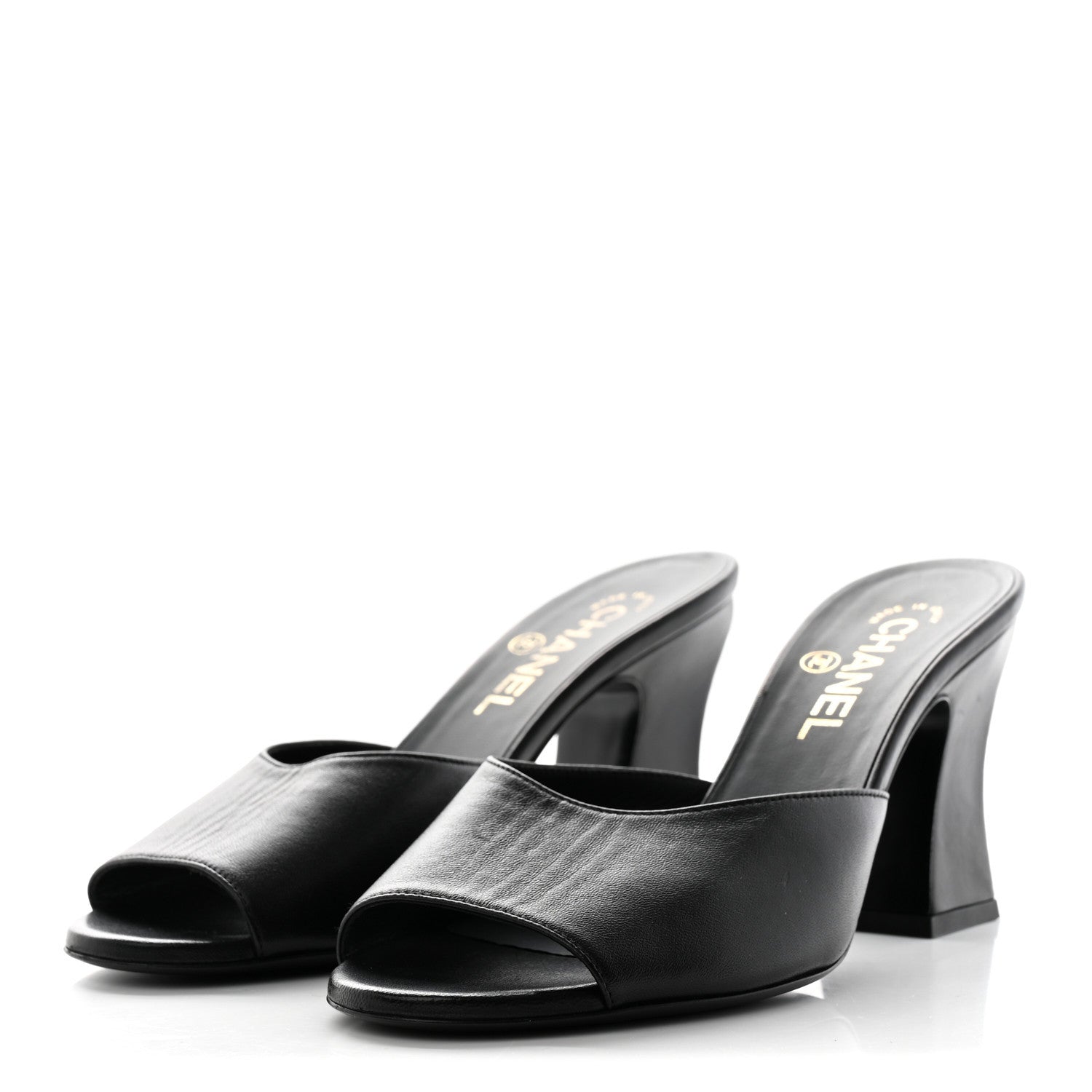 Chanel Lambskin CC Chain Mules 38.5 Black 3 of 9