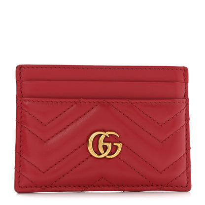Gucci Calfskin Matelasse GG Marmont Card Holder Hibiscus Red 1 of 7