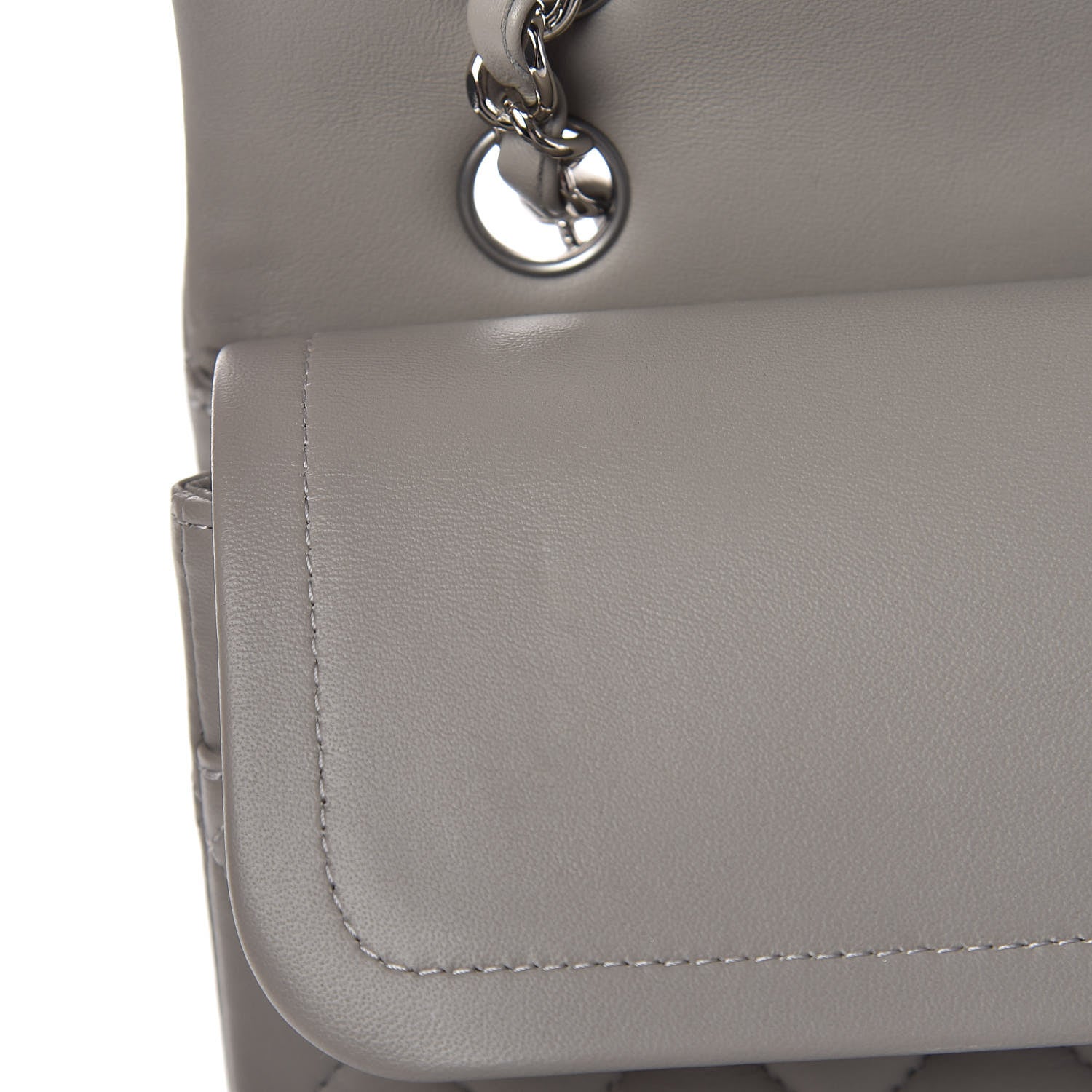 Chanel Lambskin Quilted Medium Double Flap Grey 19 of 21