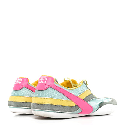 Miu Miu Technical Fabric Suede Gymnasium Sneakers 41 Anise Fuchsia 5 of 9