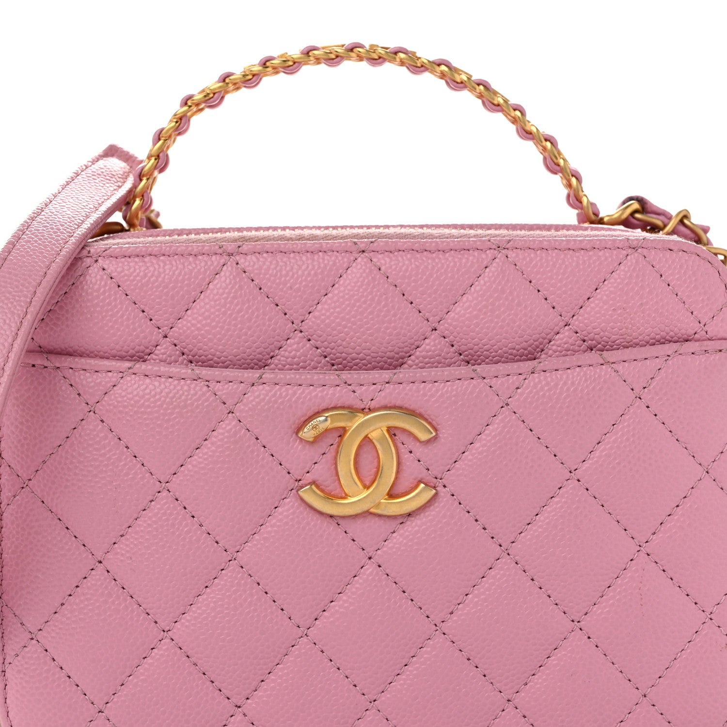 Chanel Caviar Quilted Pick Me Up Small Vanity Case Dark Pink 9 of 12