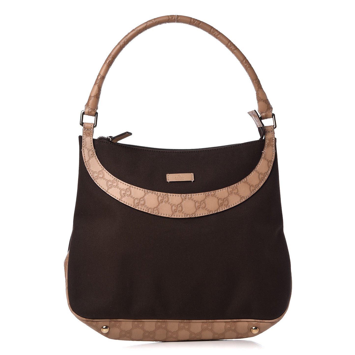 Guccissima Trim Canvas Hobo Brown