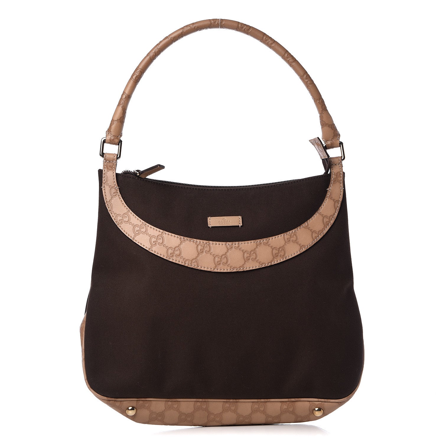 Gucci Guccissima Trim Canvas Hobo Brown 1 of 14