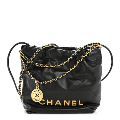 Chanel Shiny Calfskin Quilted Mini Chanel 22 Black 1 of 11