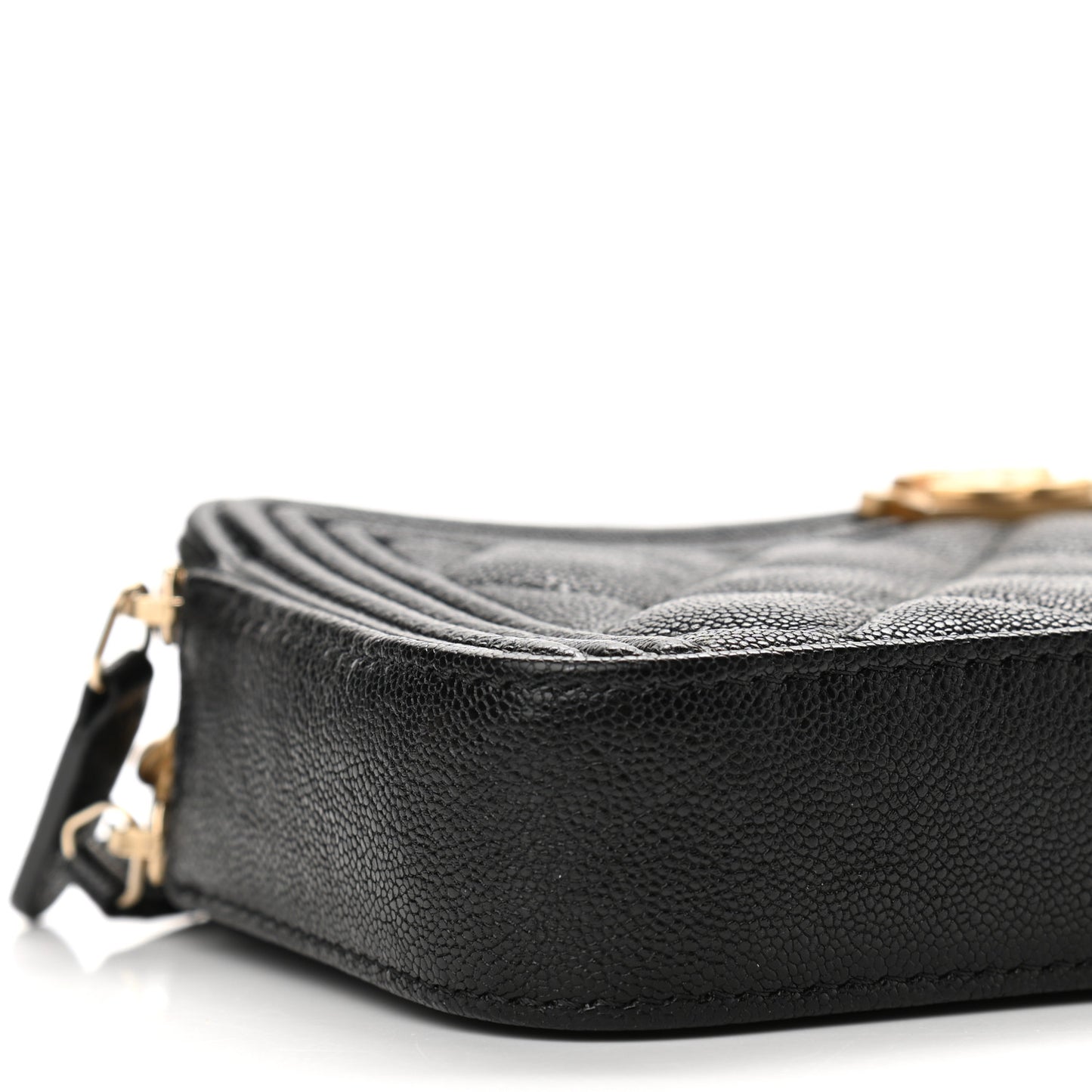 Caviar Quilted Small Boy Clutch With Chain Black