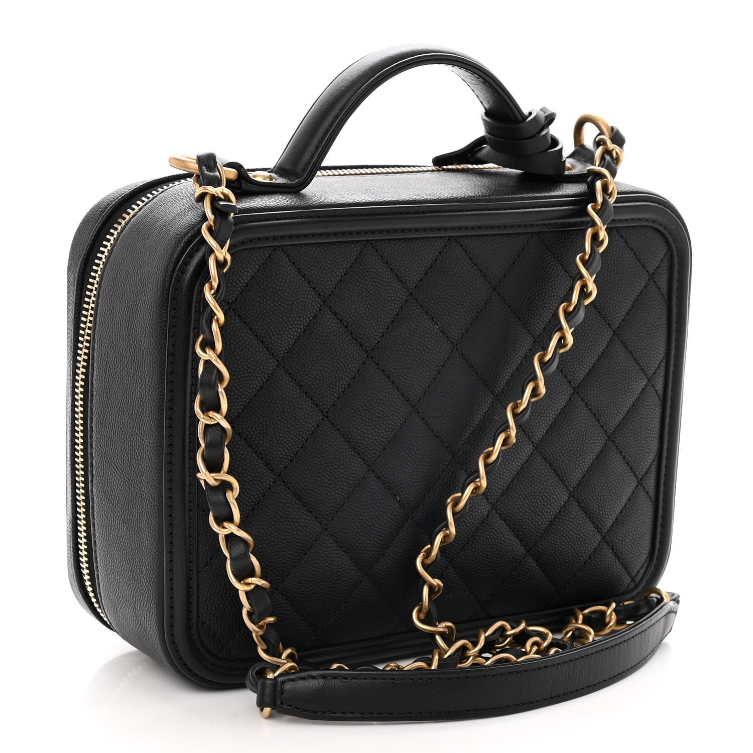 Chanel Caviar Quilted Medium CC Filigree Vanity Case Black 3 of 10