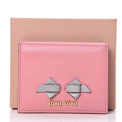Miu Miu Soft Calfskin Mini Bow Wallet Petalo Granito 6 of 6