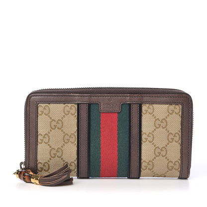 Gucci Monogram Web Rania Zip Around Wallet Brown 1 of 8