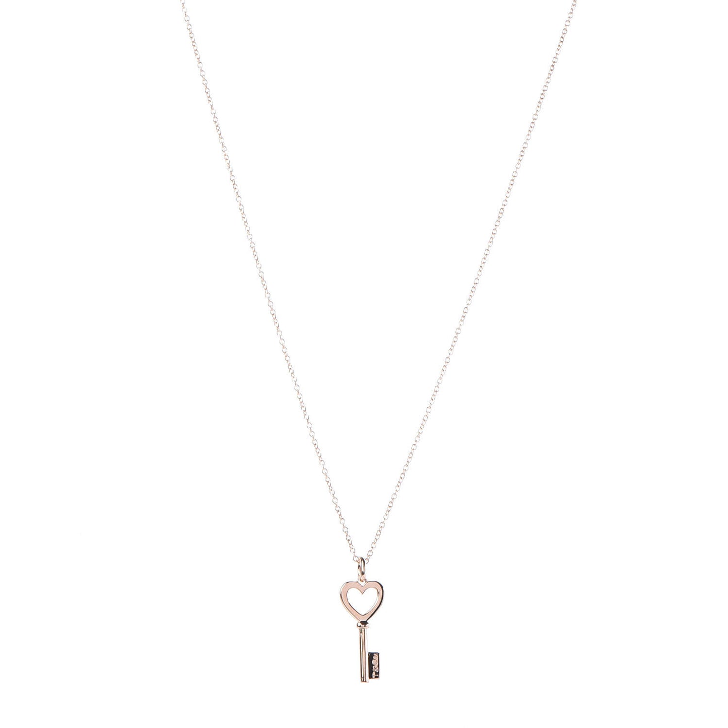 18K Rose Gold Mini Heart Key Pendant
