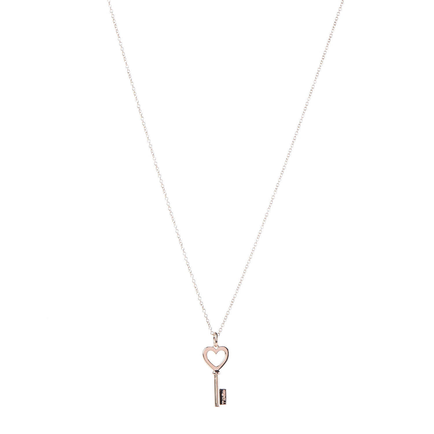 Tiffany 18K Rose Gold Mini Heart Key Pendant 1 of 5