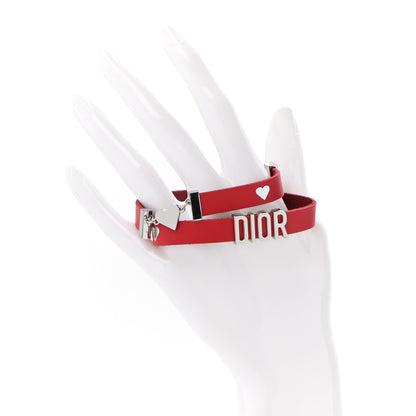 Christian Dior Calfskin Dior Heart Double Bracelet Red 2 of 4