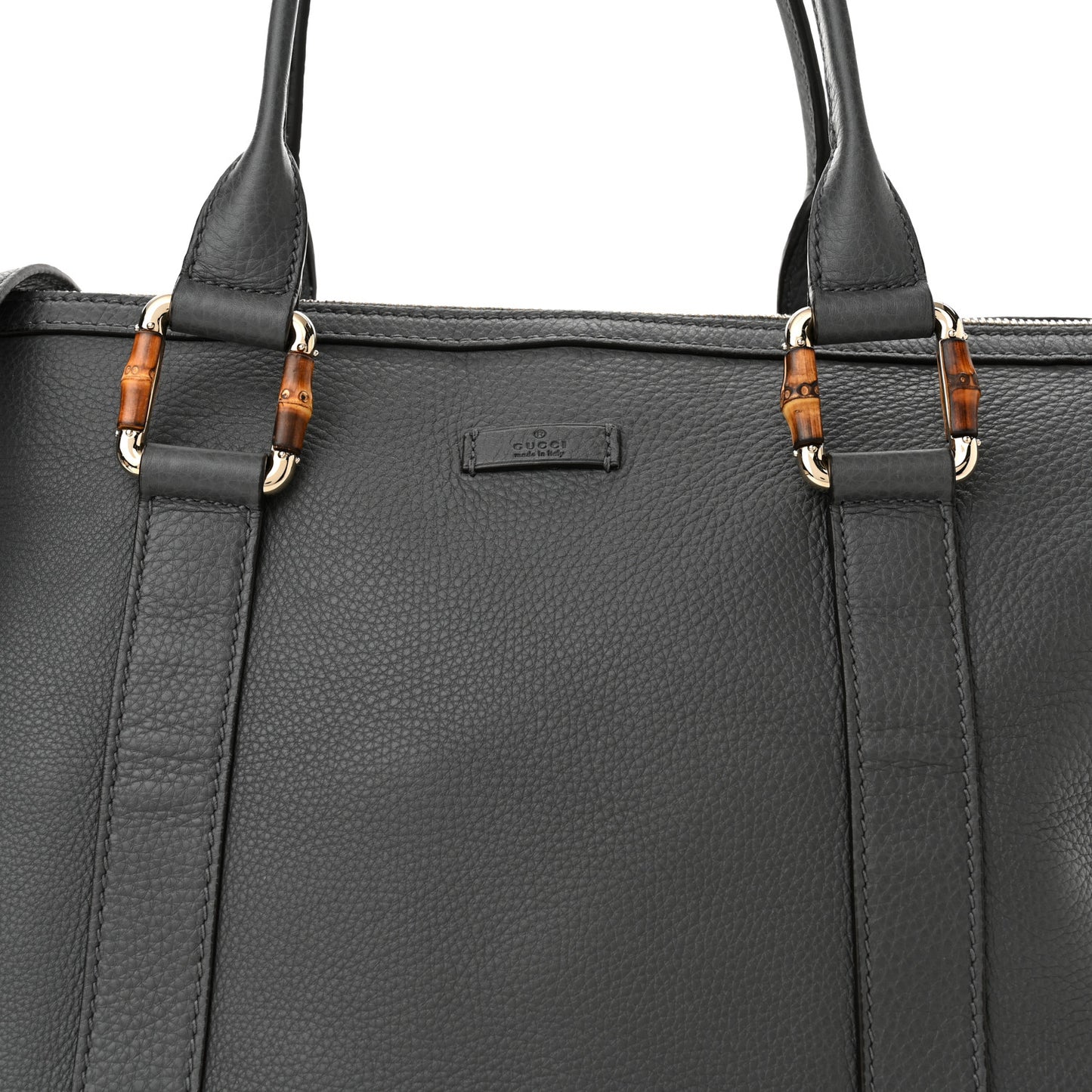 Calfskin Bamboo Top Handle Tote Grey