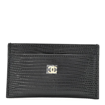 Chanel Calfskin Lizard Embossed Card Holder Black 1 of 8
