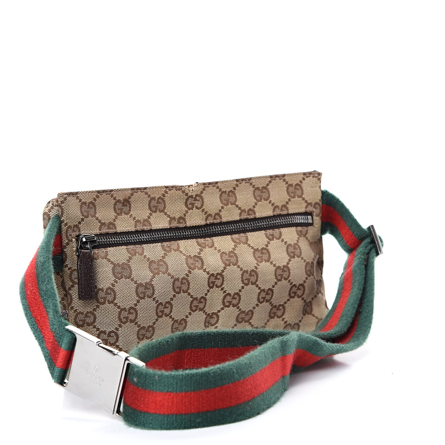 GG Monogram Double Pocket Belt Bag Dark Brown