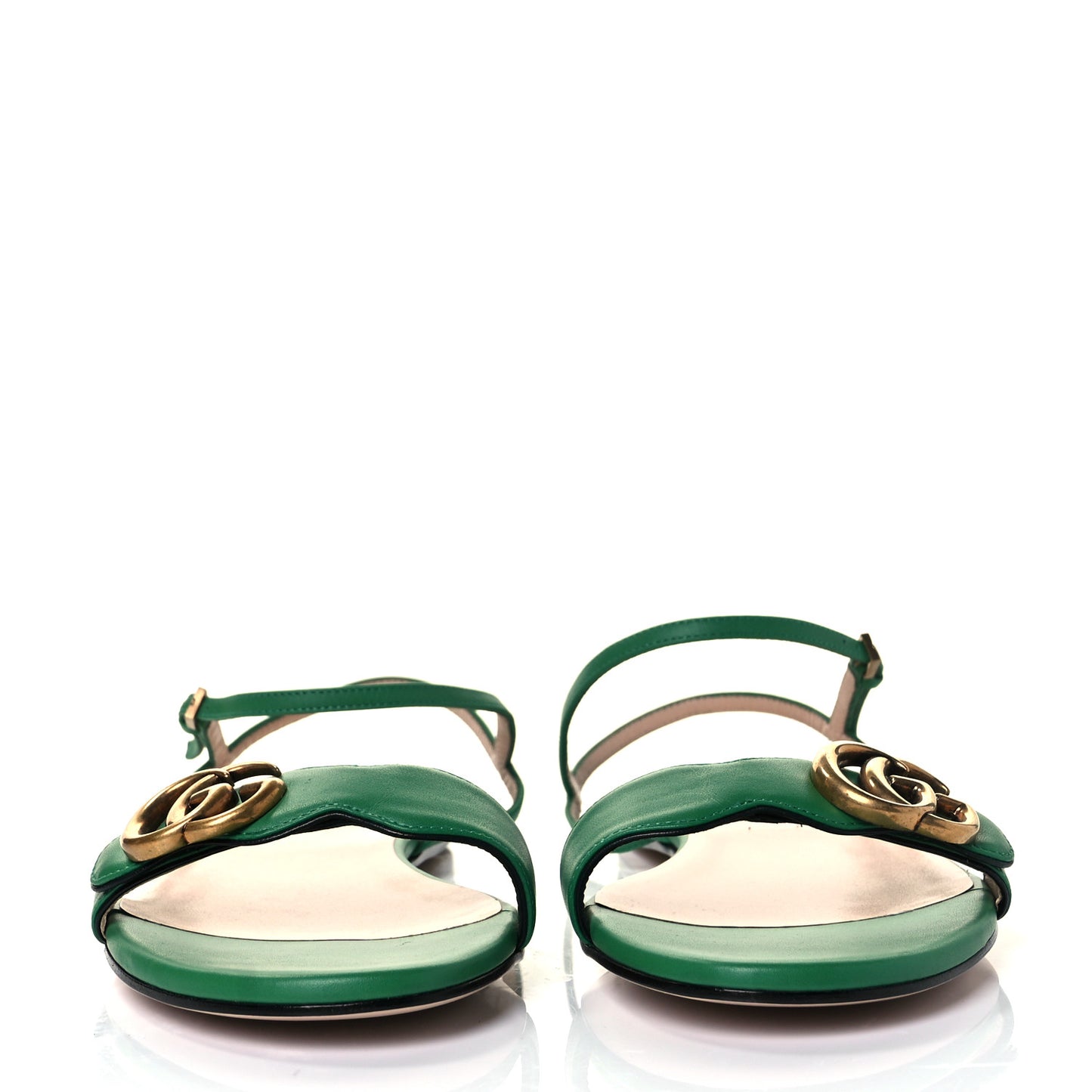 Lifford Calfskin GG Marmont Ankle Wrap Flat Sandals 39.5 New Shamarock