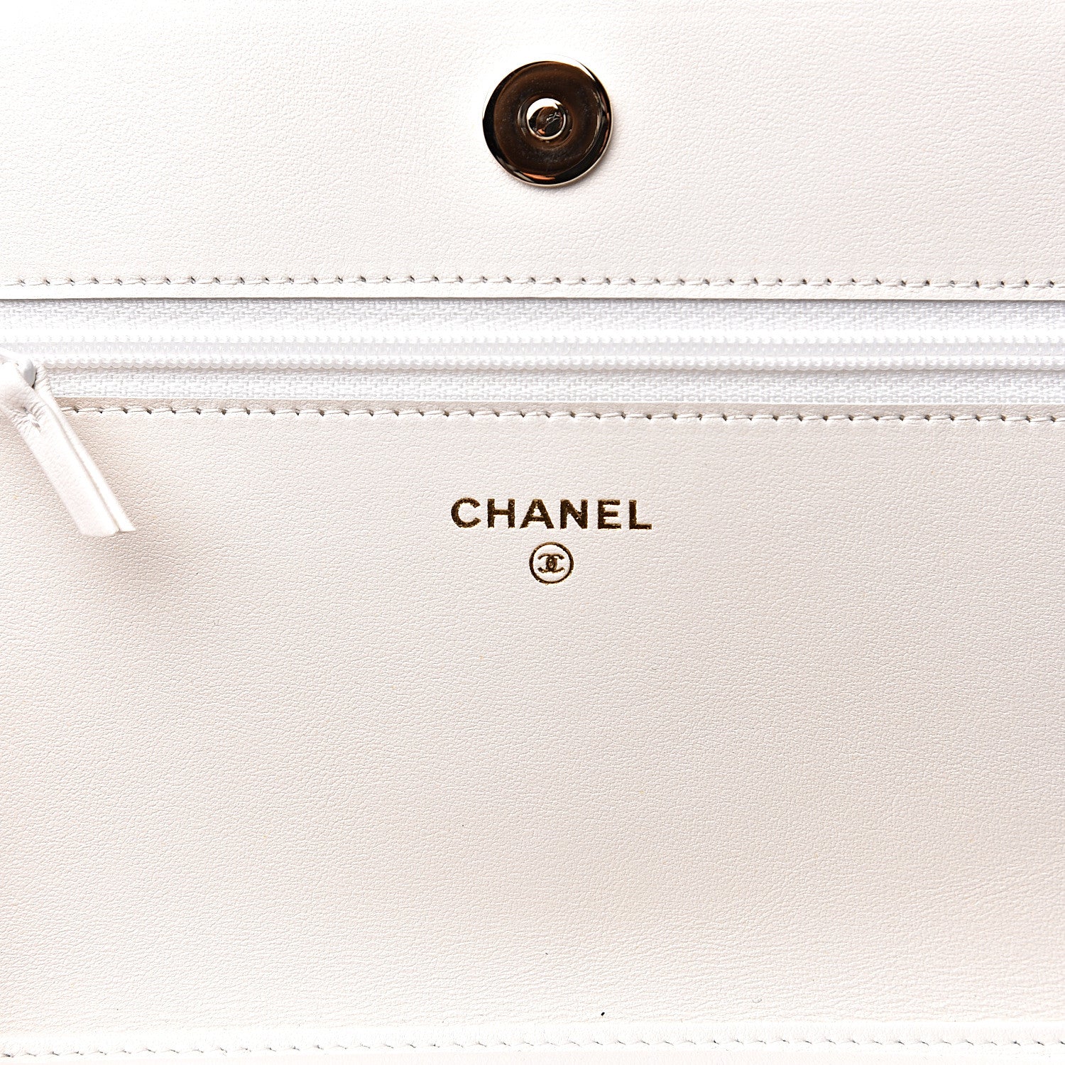 Chanel Caviar Chevron Boy Wallet On Chain WOC White 5 of 10
