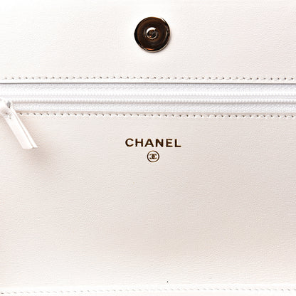 Chanel Caviar Chevron Boy Wallet On Chain WOC White 5 of 10