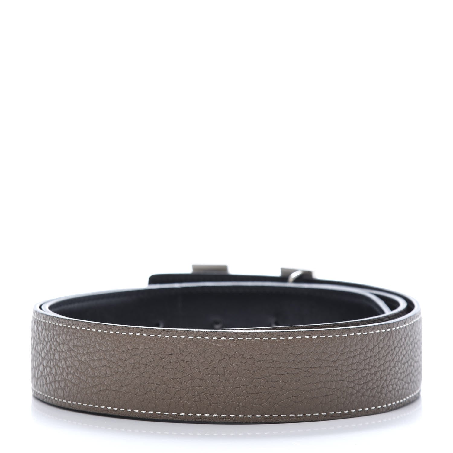 Hermes Togo Box H Belt 90 Etoupe Black 2 of 6