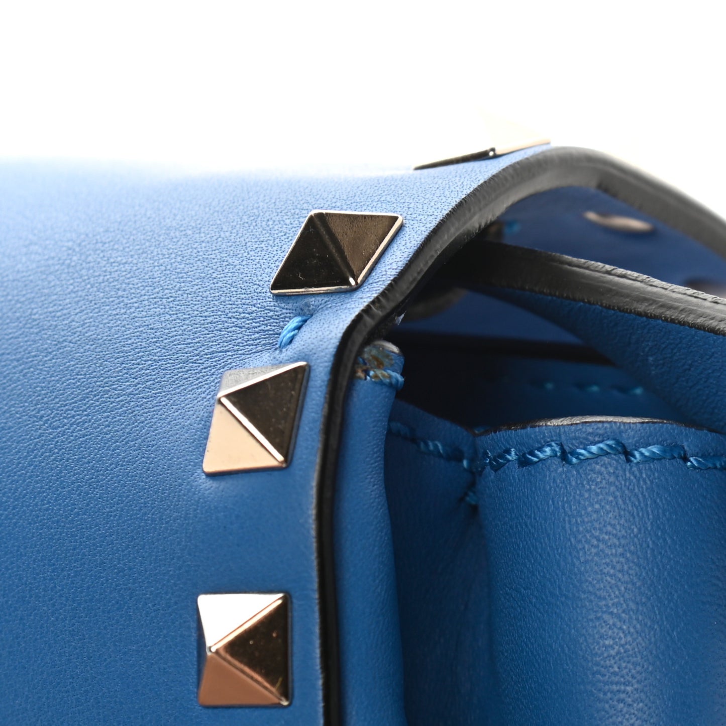 Vitello Mini Rockstud Flap Saddle Crossbody Bag Light Sapphire