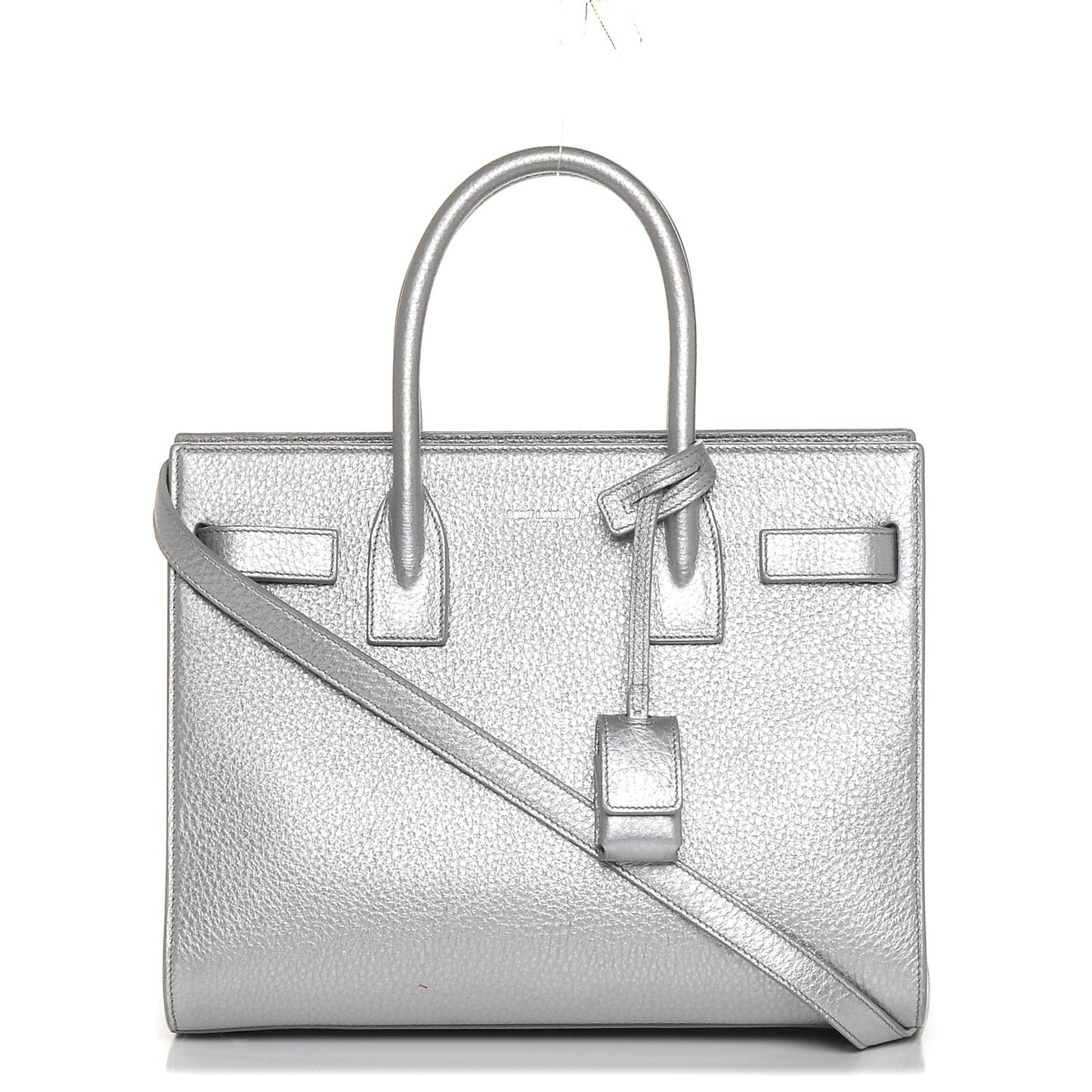 Metallic Grained Calfskin Baby Sac De Jour Silver