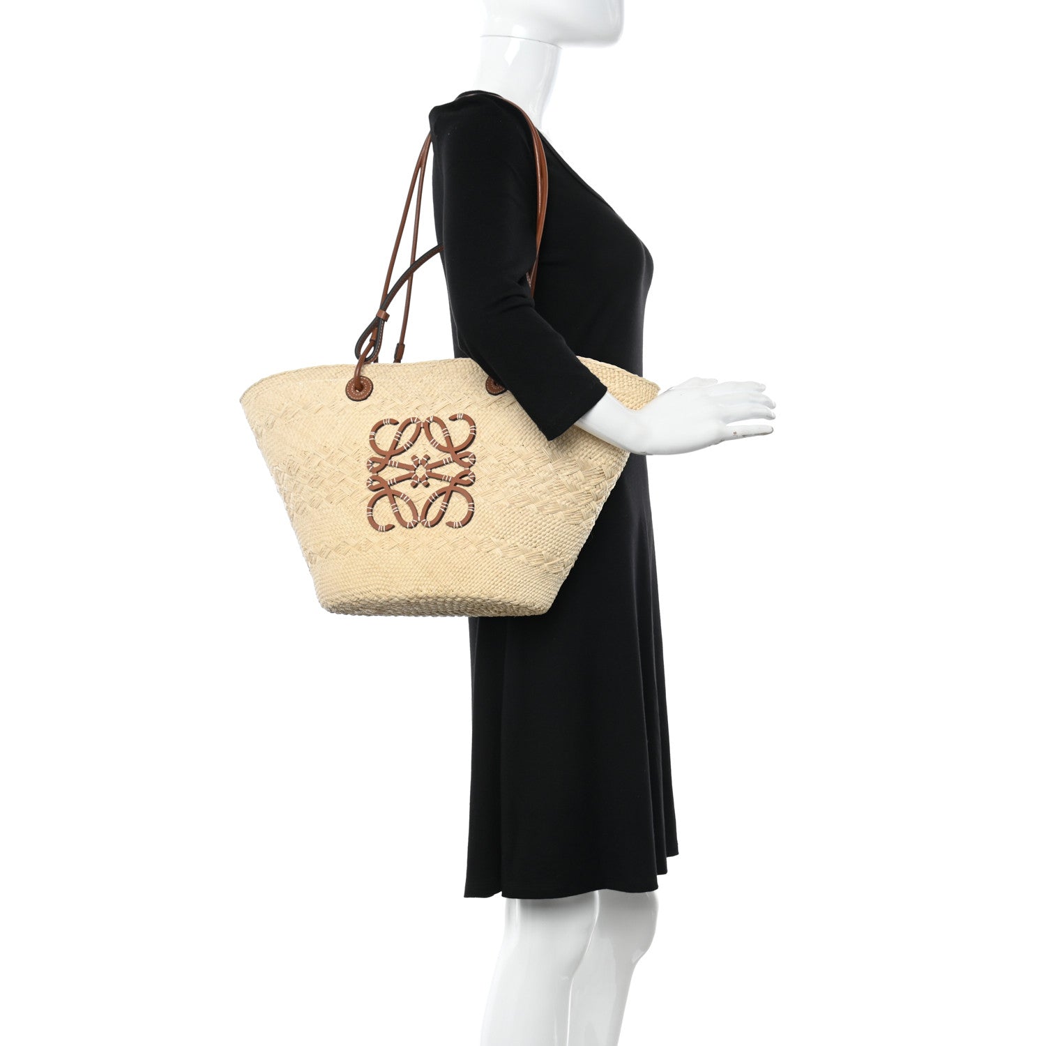 Loewe Iraca Palm Calfskin Medium Anagram Basket Bag Natural Tan 2 of 10