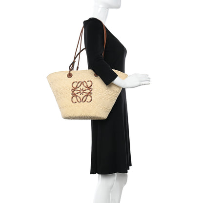 Loewe Iraca Palm Calfskin Medium Anagram Basket Bag Natural Tan 2 of 10