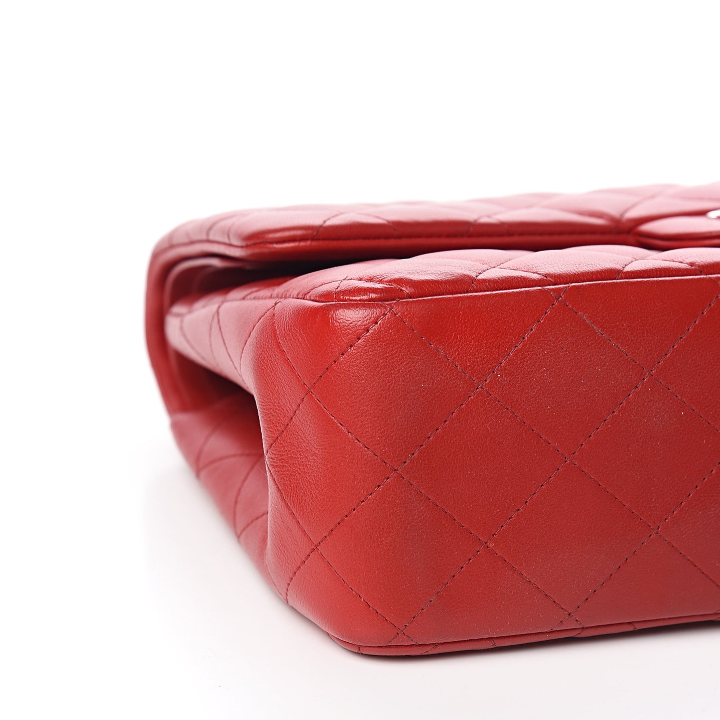 Lambskin Quilted Jumbo Double Flap Red