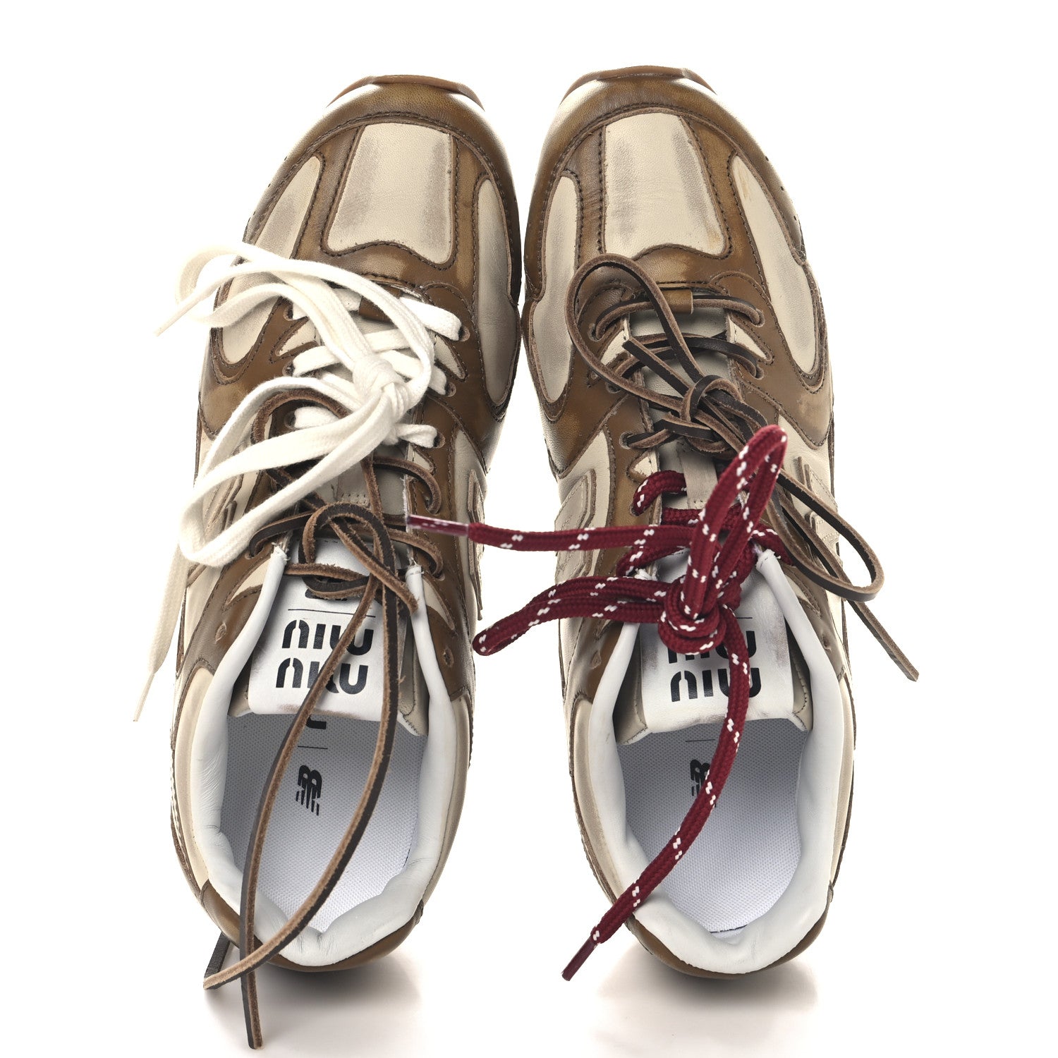 Miu Miu X NEW BALANCE Bleached Calfskin 530 SL Sneakers 37.5 Cinnamon Travertine Gray 2 of 9