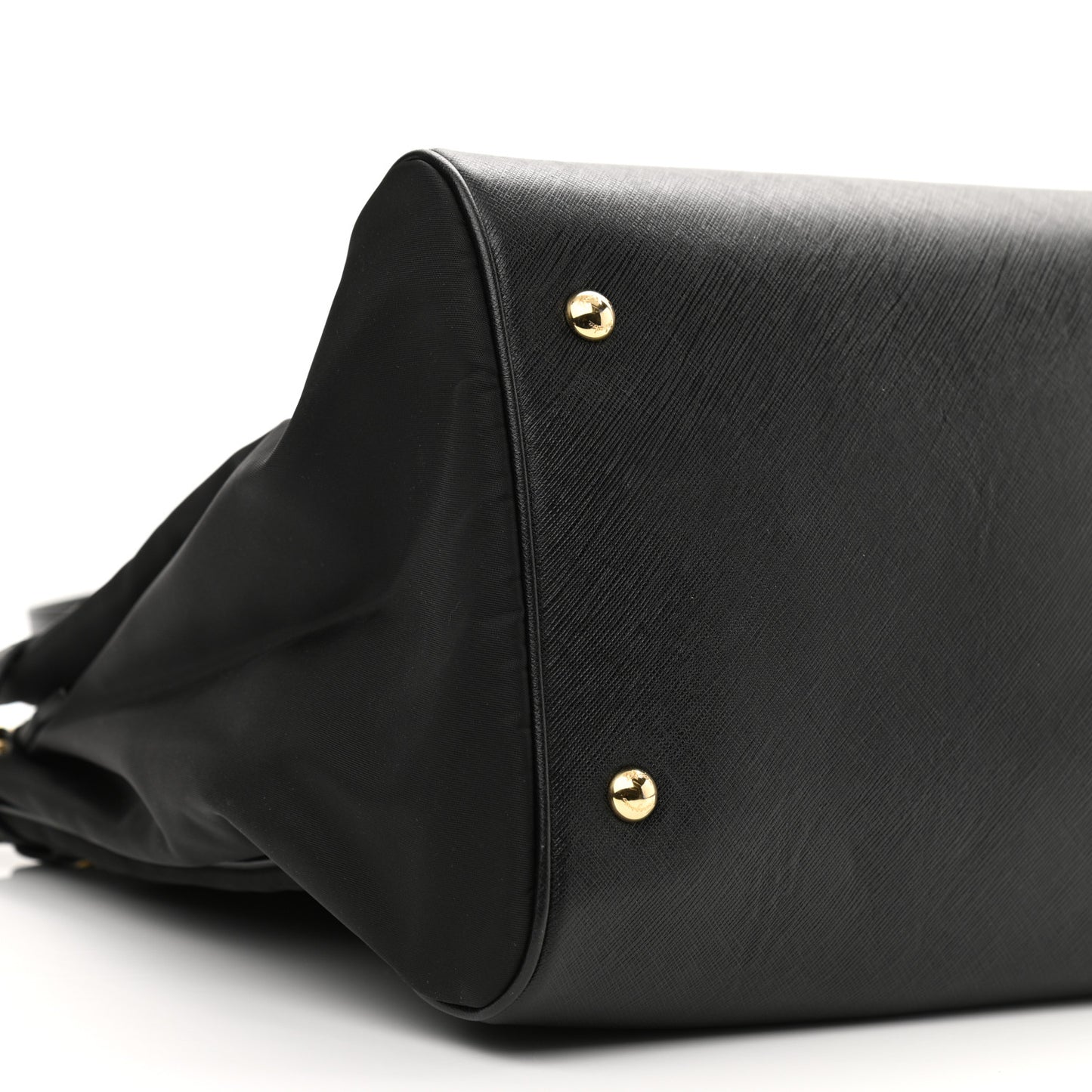 Nylon Hammered Calfskin Batik Tote Black