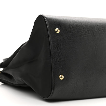 Salvatore Ferragamo Nylon Hammered Calfskin Batik Tote Black 8 of 9