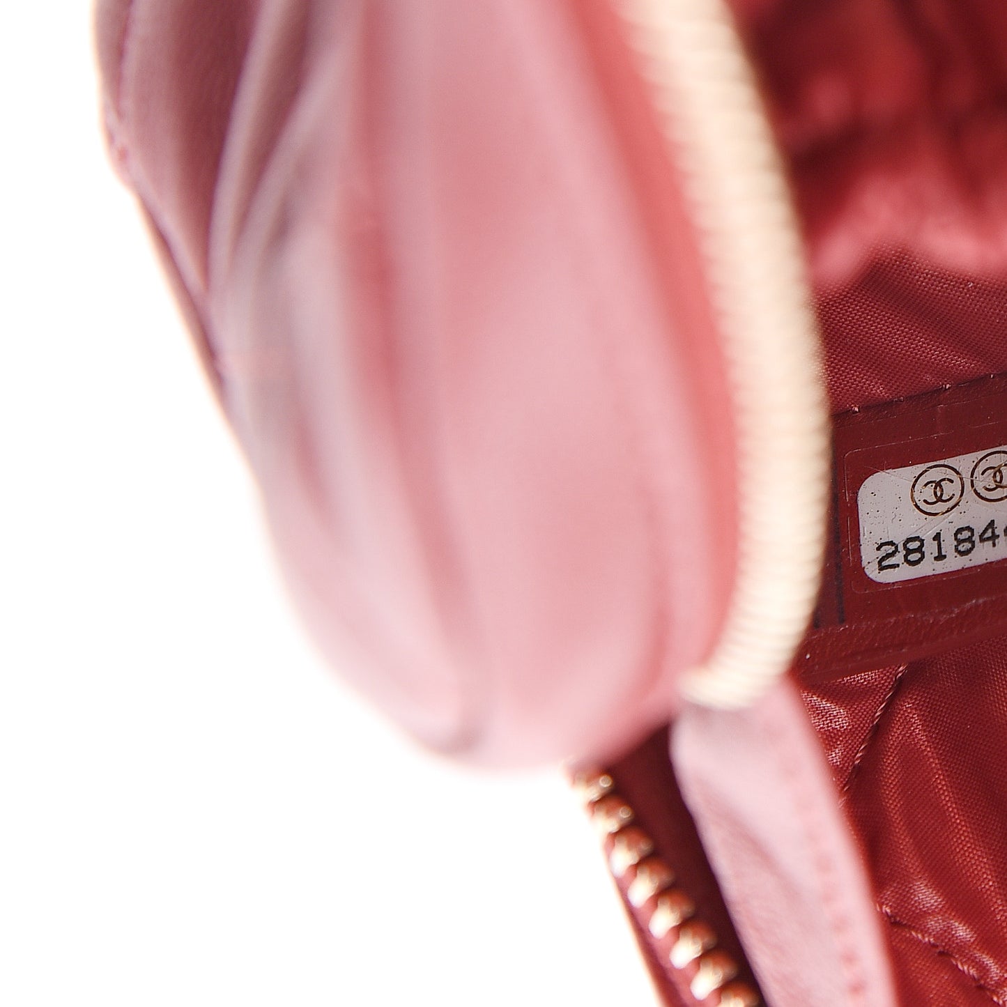 Lambskin Quilted Small Curvy Pouch Cosmetic Case Red