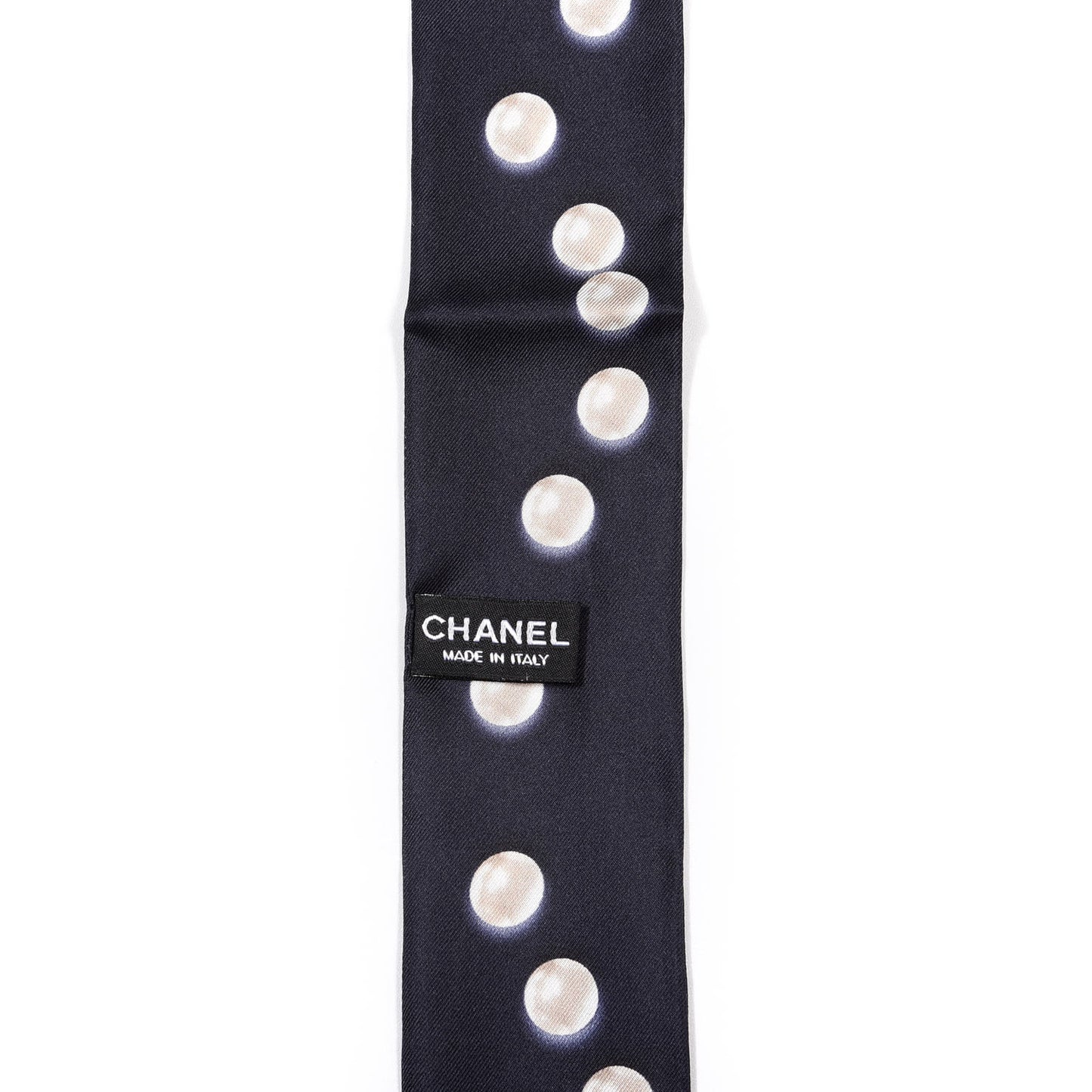 Silk Pearl CC Slim Bandeau Scarf Navy